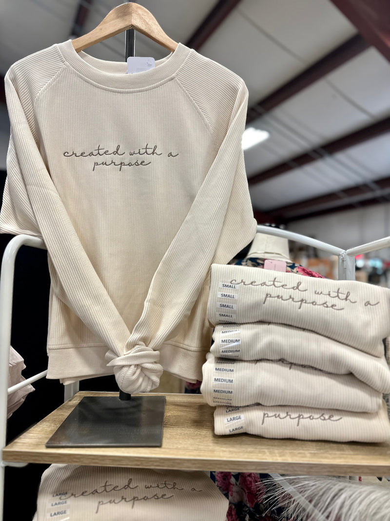 "Created With Purpose" Corded Crewneck
