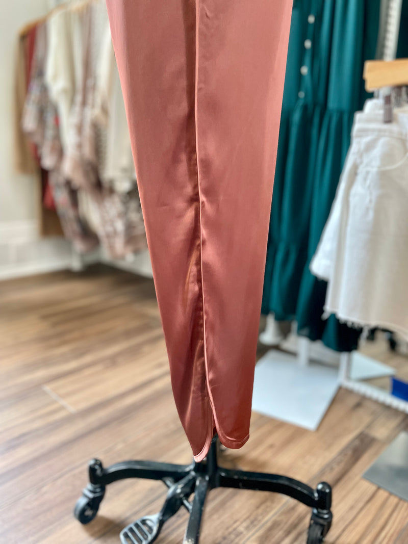 Leena Satin Joggers- Cinnamon