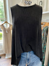 Evaline Ribbed Tank-Black