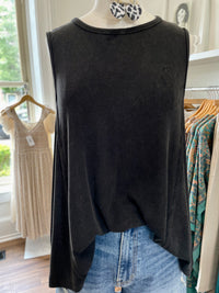 Evaline Ribbed Tank-Black