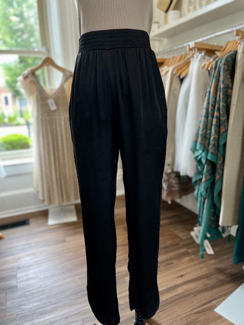 Leena Satin Joggers- Black