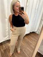 Truly Bliss Linen Smocked Pants-Coco
