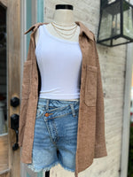 Easy to Wear Button Down Shacket- Mocha