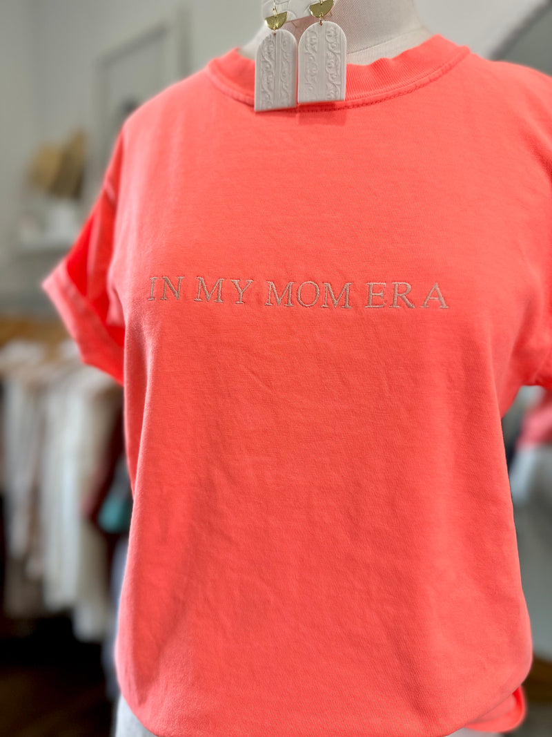 "In My Mom Era" Tee-Neon Coral