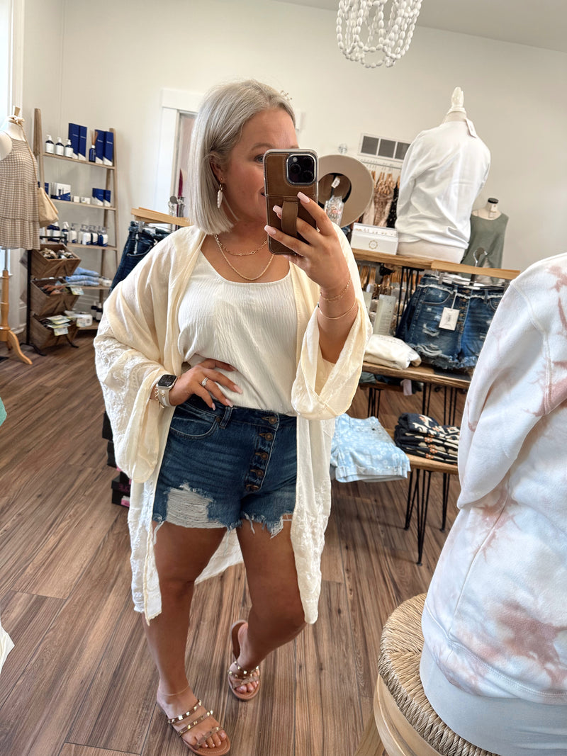 Floral Vine Kimono-Cream