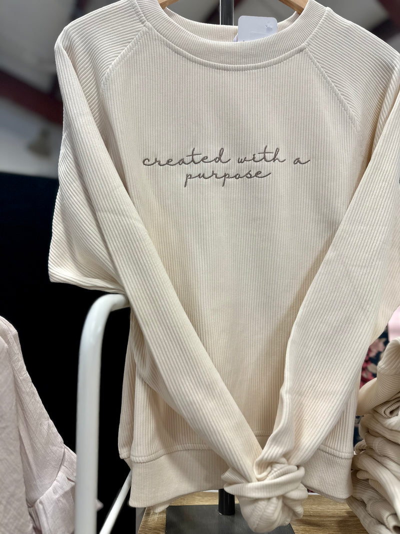 "Created With Purpose" Corded Crewneck