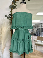 Wonderful Weekend Mini Ruffle Dress-Sage