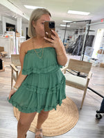 Wonderful Weekend Mini Ruffle Dress-Sage