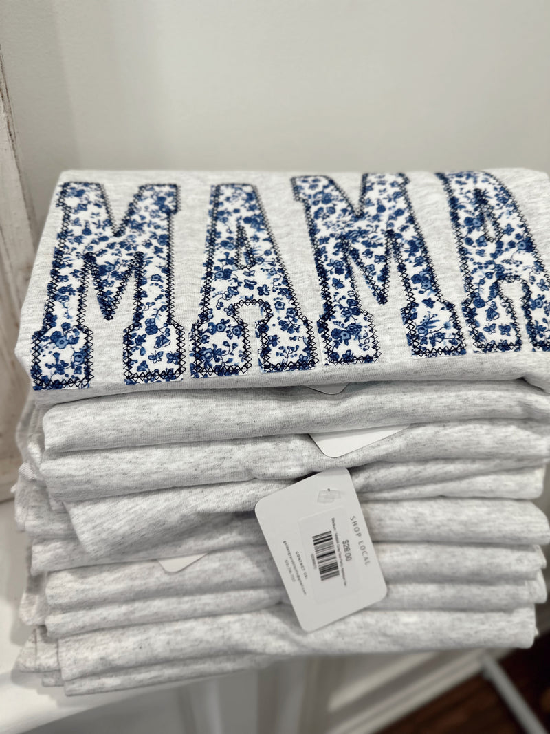 MAMA Grey Tea Party Applique Tee