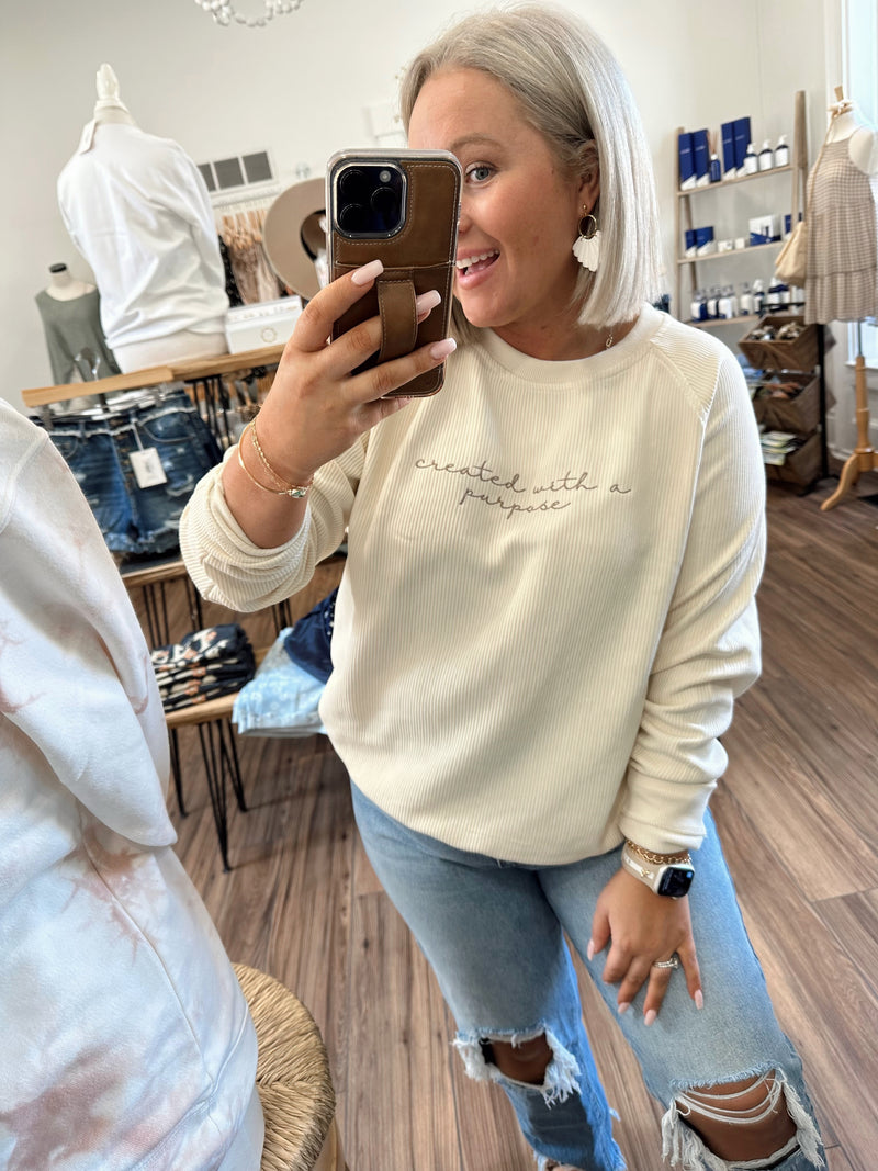 "Created With Purpose" Corded Crewneck