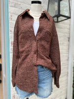 Easy to Wear Button Down Shacket- Chocolate