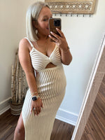 Catalina Striped Dress- Ivory
