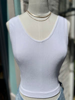 Nyah Ribbed U-V Neck Cropped Brami- White