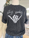 Stay Spooky Leopard Embroidered Tee