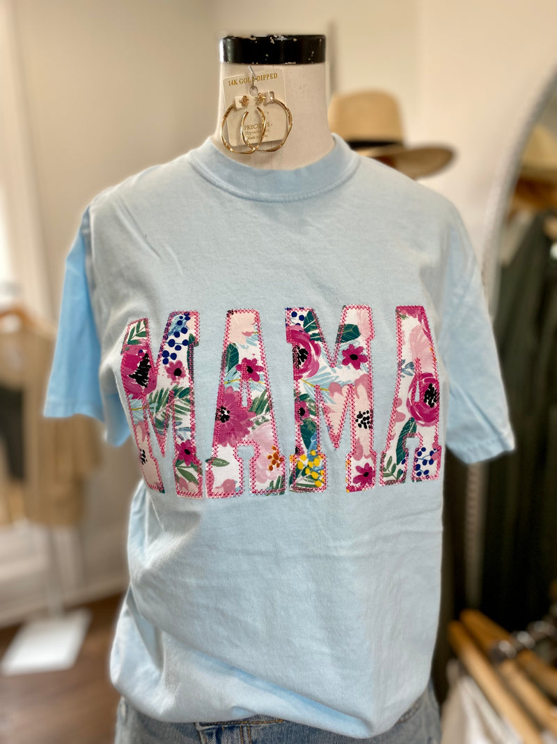 MAMA Tropical Blue Applique Tee