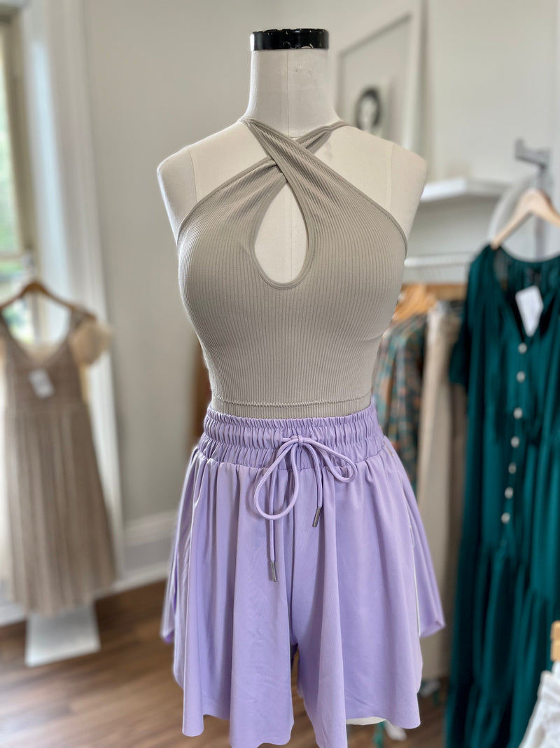 Love Ya Flowy Shorts-Lavendar