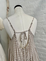 Santori Gingham Dress-Mocha Ivory