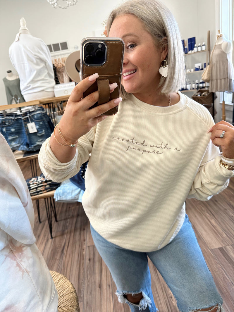 "Created With Purpose" Corded Crewneck