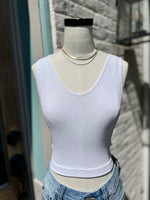Nyah Ribbed U-V Neck Cropped Brami- White