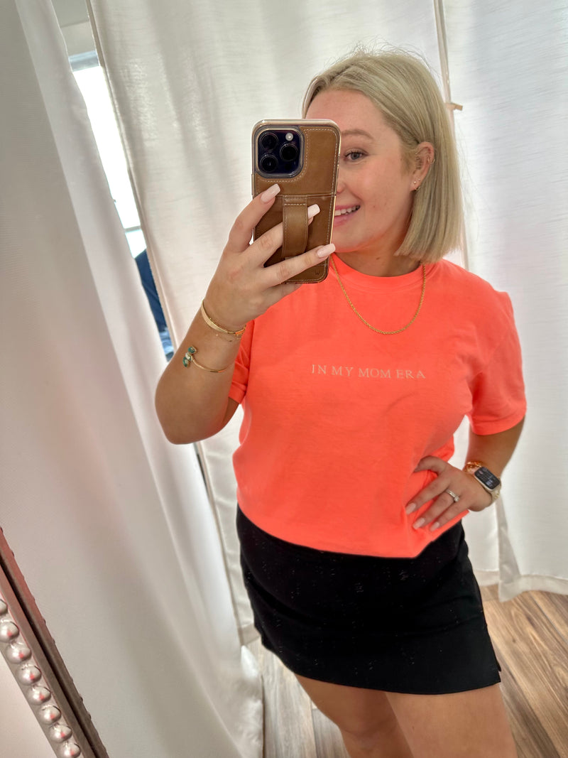 "In My Mom Era" Tee-Neon Coral