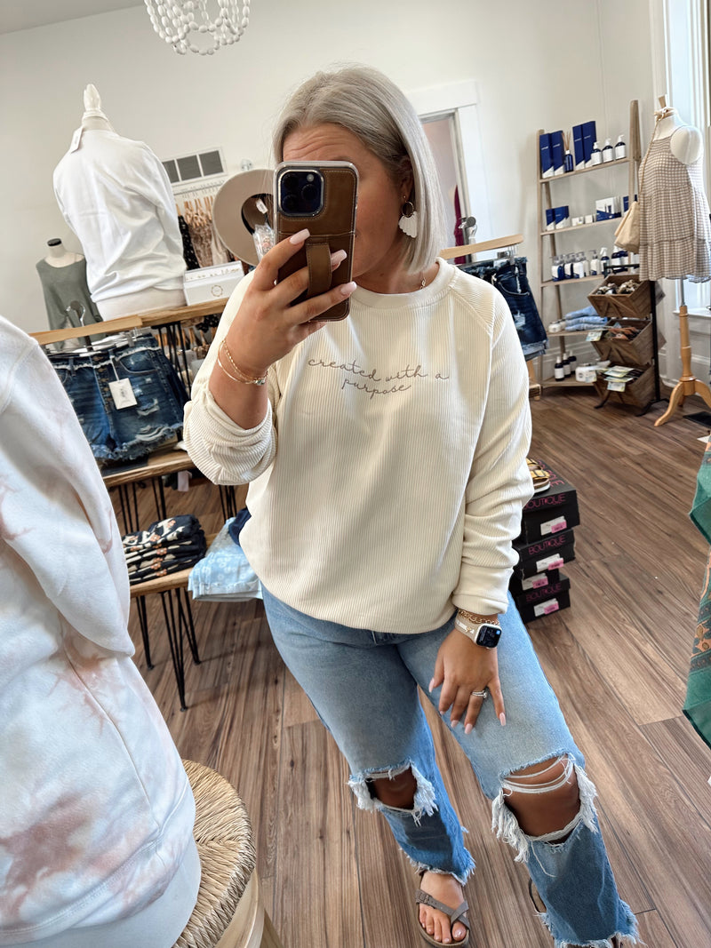 "Created With Purpose" Corded Crewneck