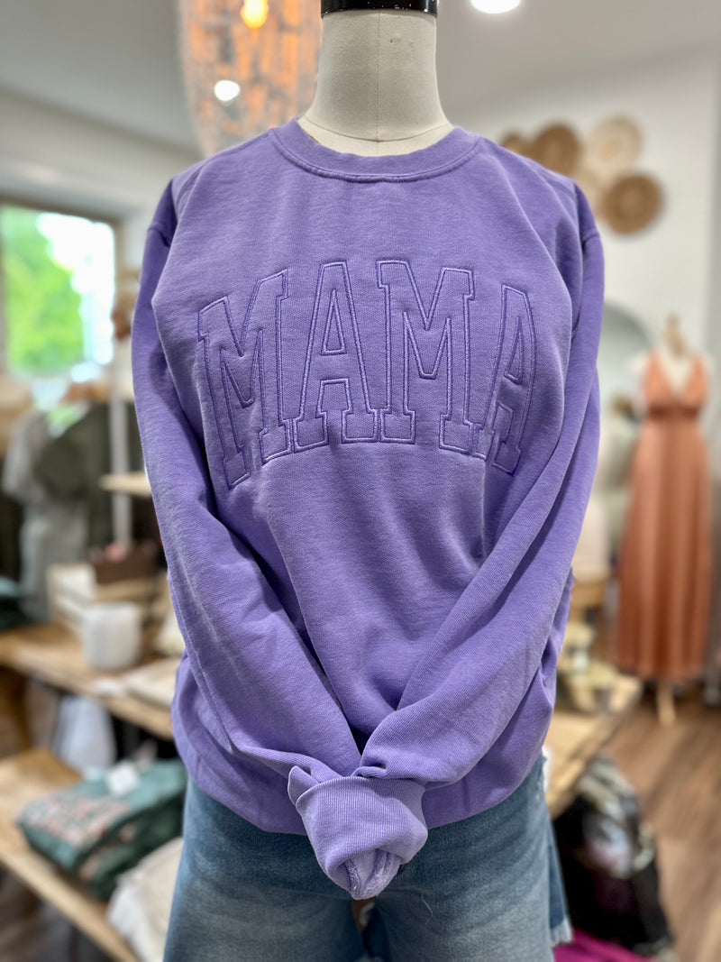 Purple Mama Embroidered Crewneck