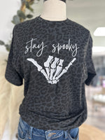 Stay Spooky Leopard Embroidered Tee