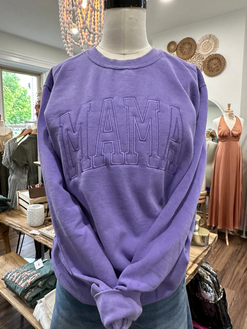 Purple Mama Embroidered Crewneck