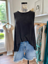 Evaline Ribbed Tank-Black