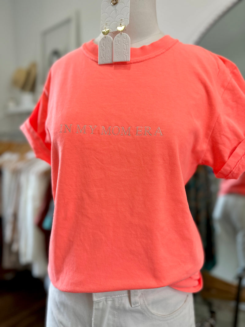 "In My Mom Era" Tee-Neon Coral