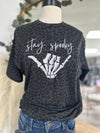 Stay Spooky Leopard Embroidered Tee
