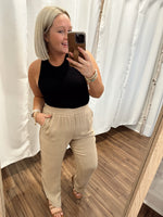 Truly Bliss Linen Smocked Pants-Coco