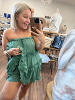 Wonderful Weekend Mini Ruffle Dress-Sage