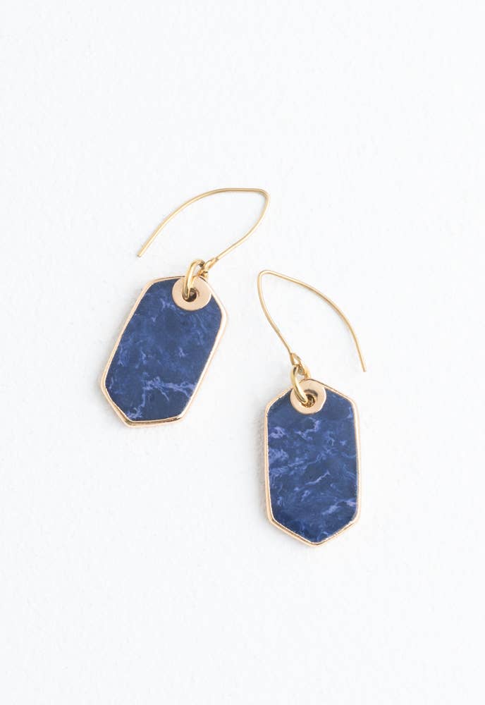 Ink Stone Earrings in Cobalt Blue