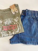 Fierce Tiger Vintage-Wash Graphic Tee-Green