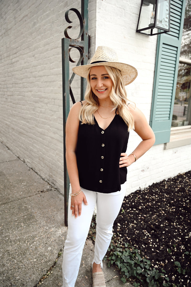 ZZZ Evlin Buttoned Front Cami-Black