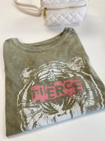 Fierce Tiger Vintage-Wash Graphic Tee-Green
