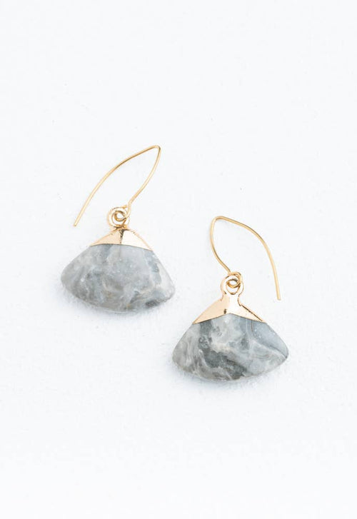 Fan Drop Earrings in Charcoal