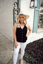 ZZZ Evlin Buttoned Front Cami-Black