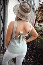 Kailah Linen Textured Square Neck Top-Light Sage
