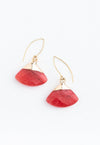 Fan Drop Earrings in Crimson