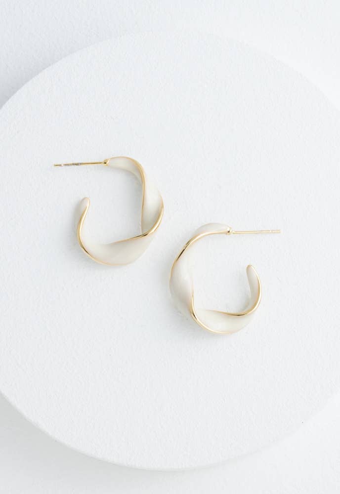 With a Twist Hoops in Ivory