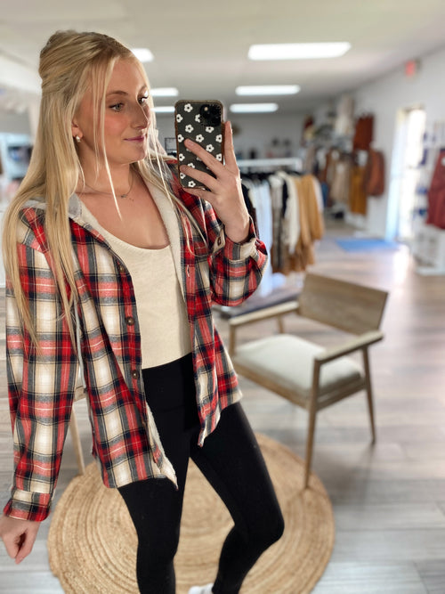 Cutie Plaid Jacket- Red