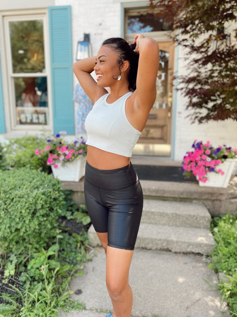Marlowe Ribbed Cropped Race Athletic Tank
