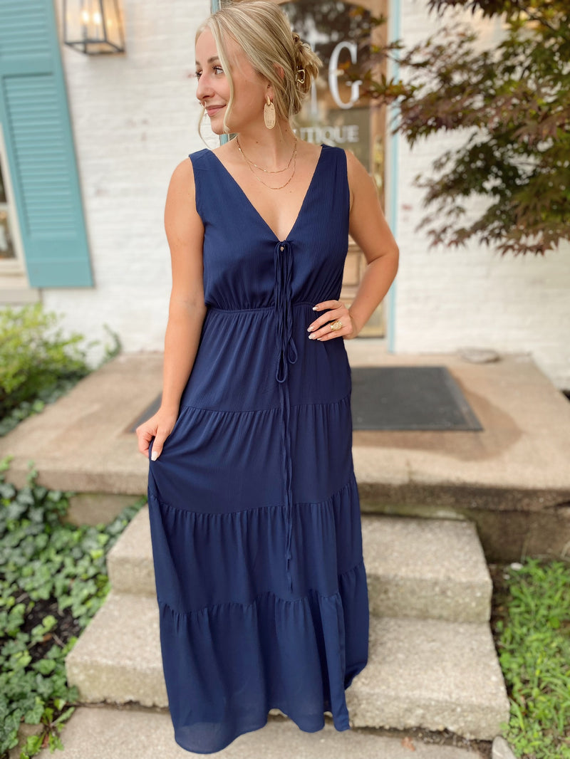 ZZZ Luz Tiered Maxi Dress-Navy
