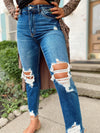 Krissy High Waisted Distressed Mom Jean