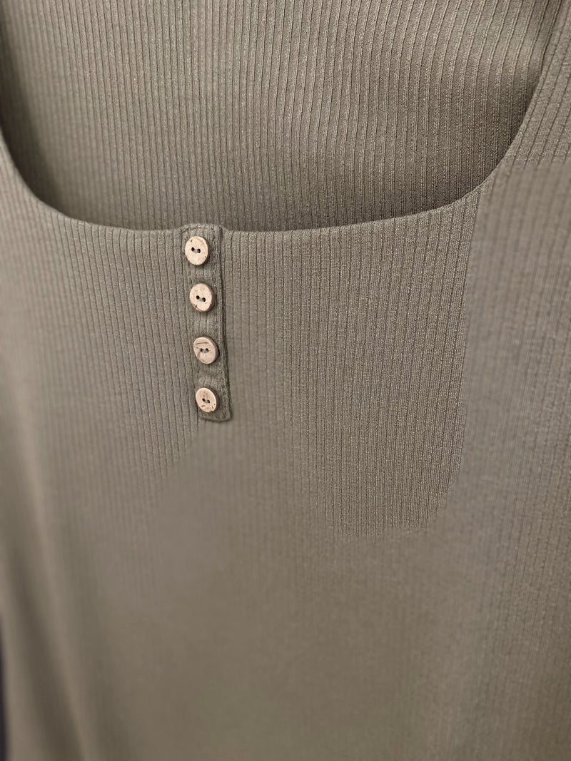 Keily Ribbed Bodysuit-Olive