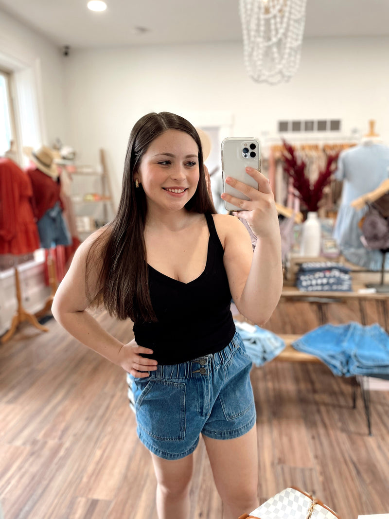 Indy Casual Knit Top- Black
