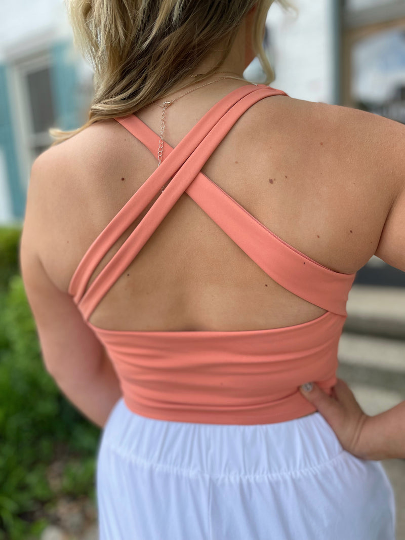 Serenity Athletic Cropped Tank-Dusty Coral