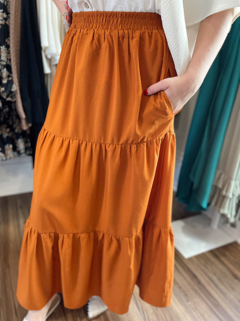 Frankie Tiered Maxi Skirt-Amber